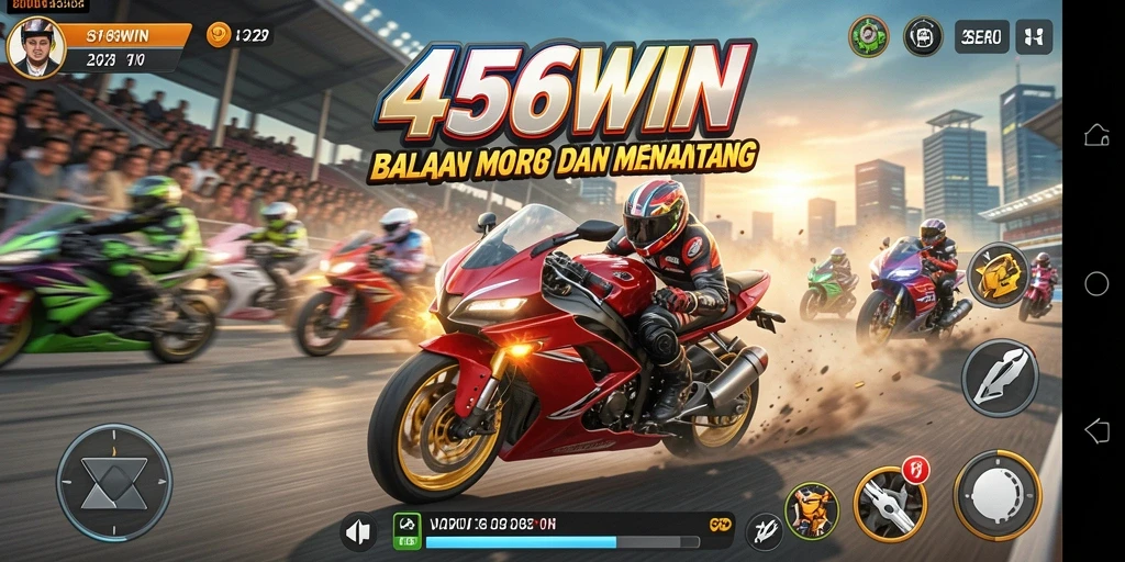Tampilan gameplay menegangkan dalam balapan motor di 456WIN.