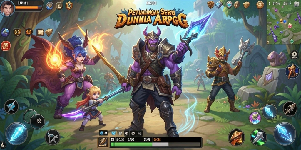 Screenshot gameplay BARU01 yang menunjukkan aksi pertarungan karakter ARPG.