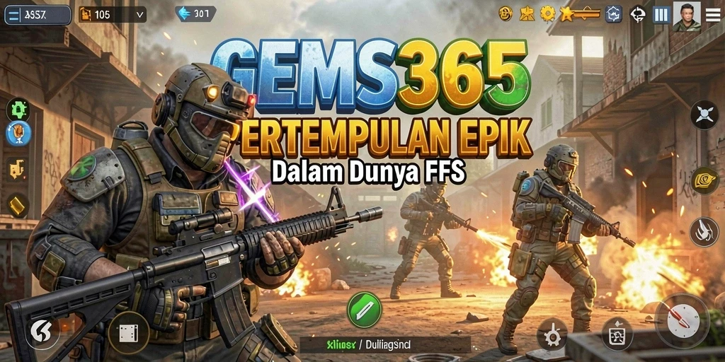 Tangkapan layar GEMS365 menampilkan aksi pertempuran FPS yang mendebarkan.