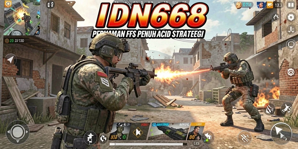 Tampilan gameplay menakjubkan dari IDN668 yang menunjukkan aksi FPS yang intens.