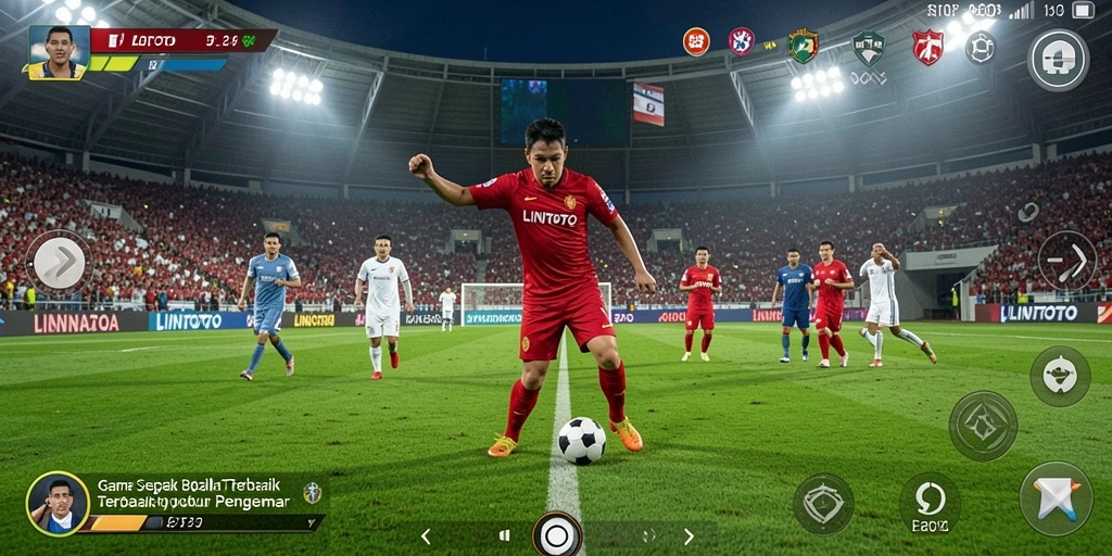 Tangkapan layar gameplay <strong>LINITOTO</strong> menampilkan aksi sepak bola yang mendebarkan.