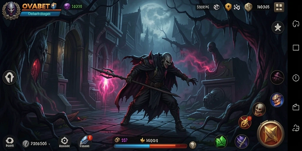 Screenshot gameplay OVABET yang menampilkan suasana Horror yang mencekam.
