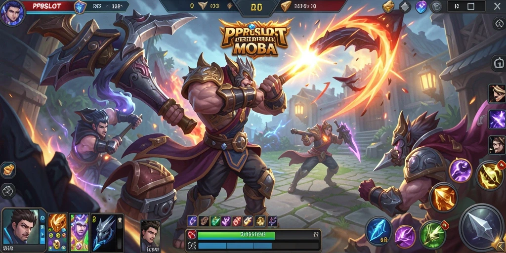Gameplay intens PP8SLOT di arena pertempuran MOBA.