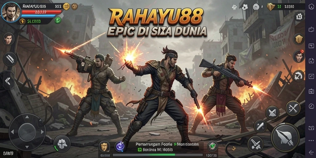 Screenshot pertarungan intens dalam gameplay RAHAYU88 Battle Royale.