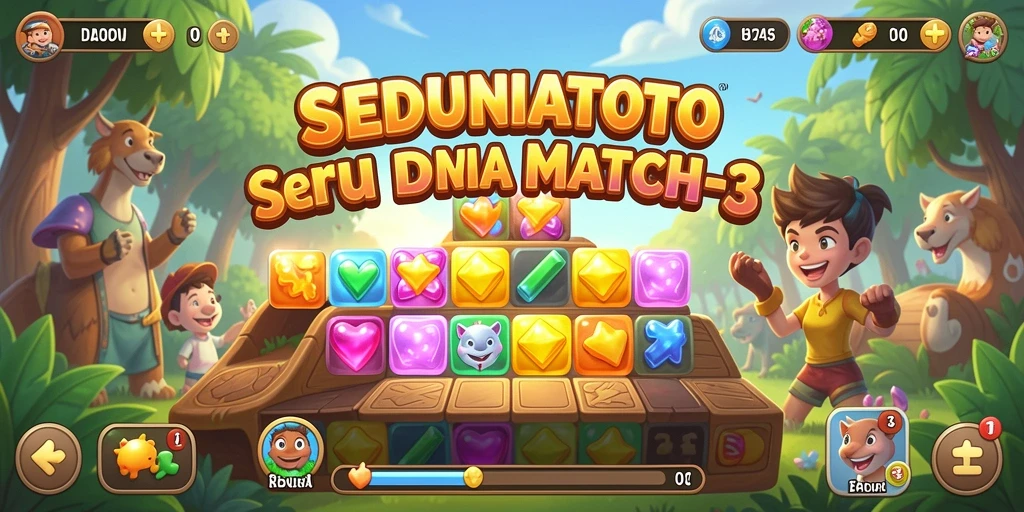 Tampilan gameplay seru SEDUNIATOTO dalam genre Match-3.
