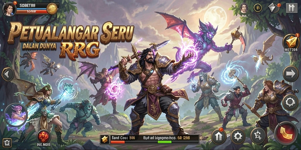 Screenshot gameplay SOBET88 yang menunjukkan aksi pertempuran epik.