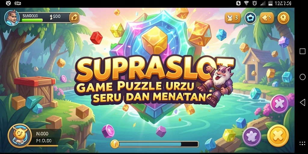 Tampilan gameplay SUPRASLOT yang penuh warna dan menantang.