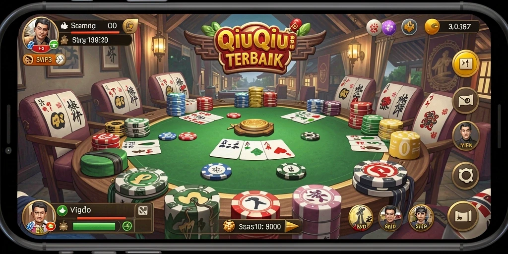 Screenshot SVIP3 menampilkan gameplay seru dalam permainan QiuQiu.