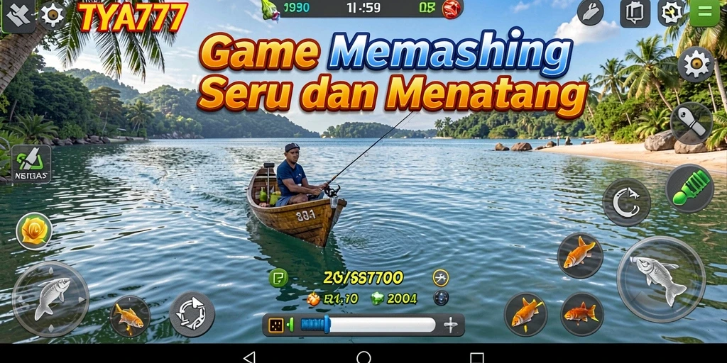Tampilan gameplay seru dalam TYA777 saat memancing ikan.