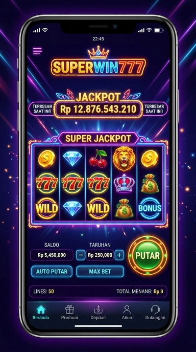 Halaman utama superwin777 yang menampilkan beragam aplikasi.